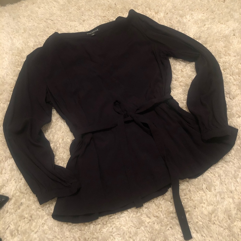 Black faux wrap top